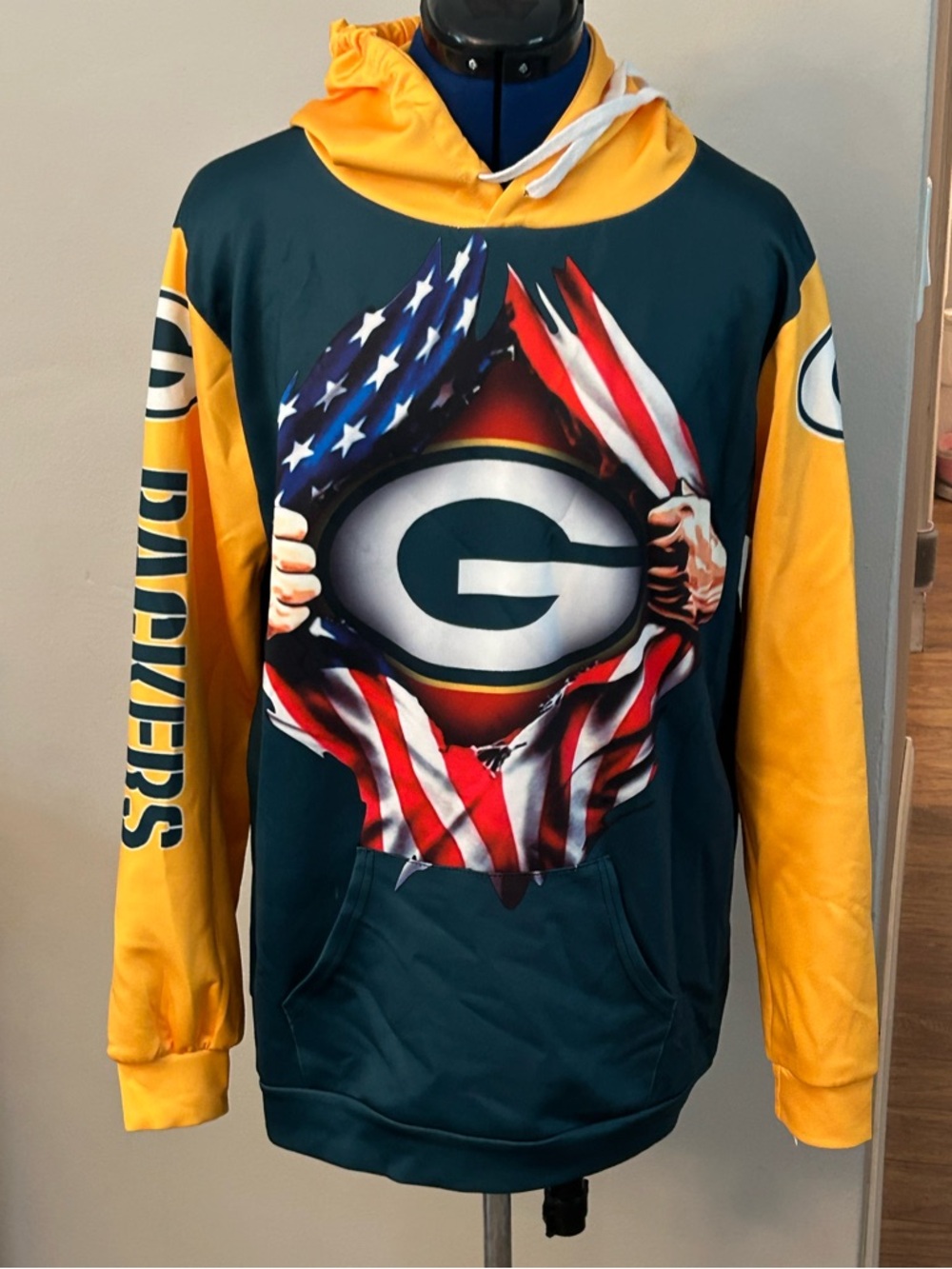 Green Bay Packers Men's Green & Yellow Pullover Hoodie